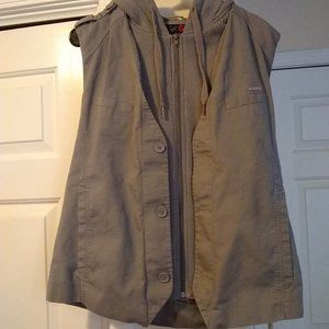 Men's Large Vest Zip-Up with  Buttons and hood